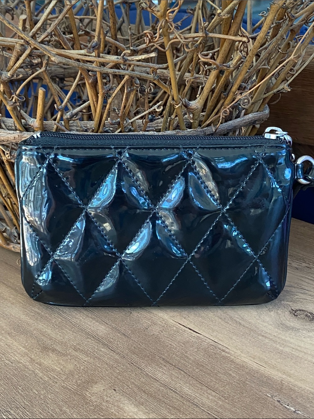 Coach Black Patent Quilted Wristlet - Picture 3 of 4